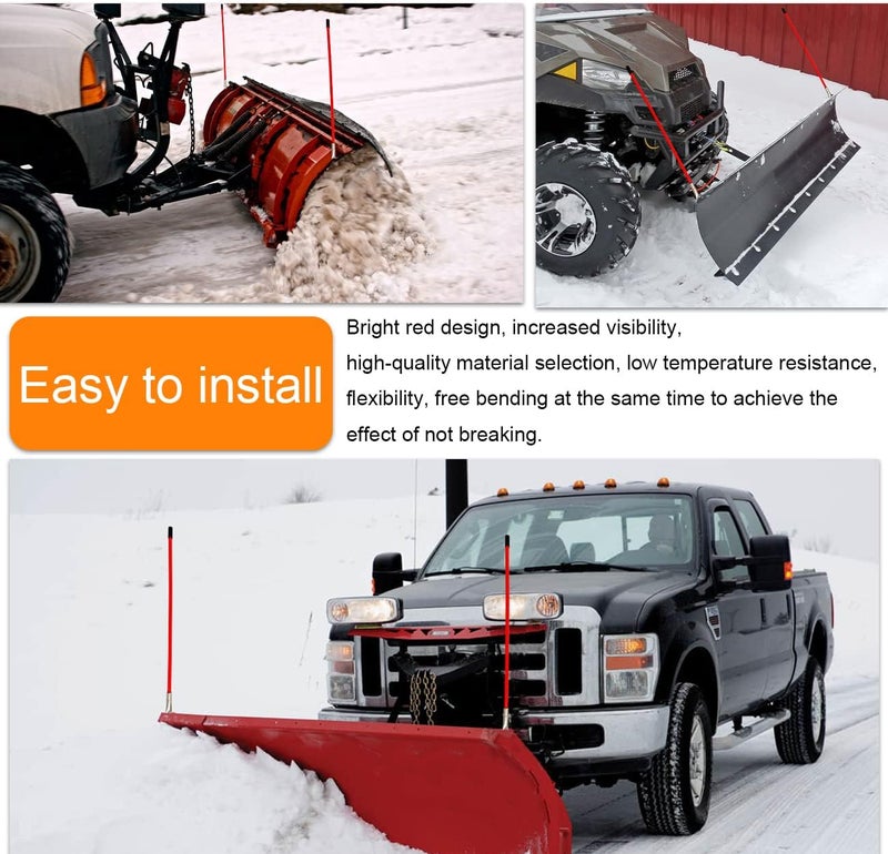 FUYEAR Snow Plow Blade Markers Guides Kit Red 27" Internal All Steel Wire Never Breaks 304L Stainless Steel Joint High Visibility Easy Installation for Blizzard Boss SNO-Way Western Snowplows - Image 5